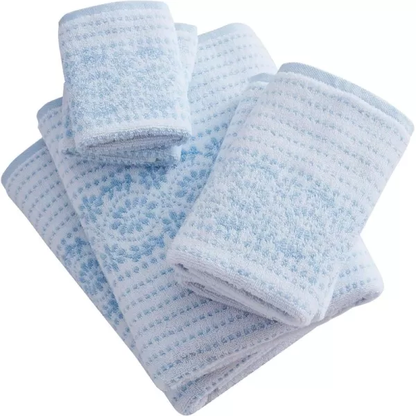 Laura Ashley Home 6pc Towel Set 100% Terry Cotton, Oeko-Tex Certified, Super Soft &amp; Absorbant, Medium-Weight, 6 Piece, Forever Eyelet