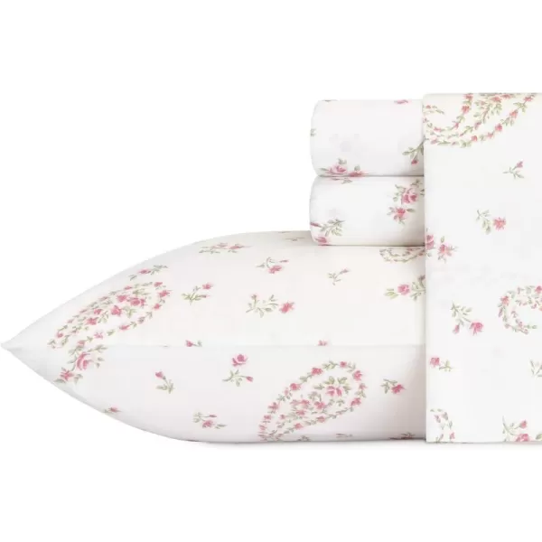 Laura Ashley Home - Full Sheets, Soft Sateen Cotton Bedding Set - Sleek, Smooth, &amp; Breathable Home Decor,Blossoming Blue