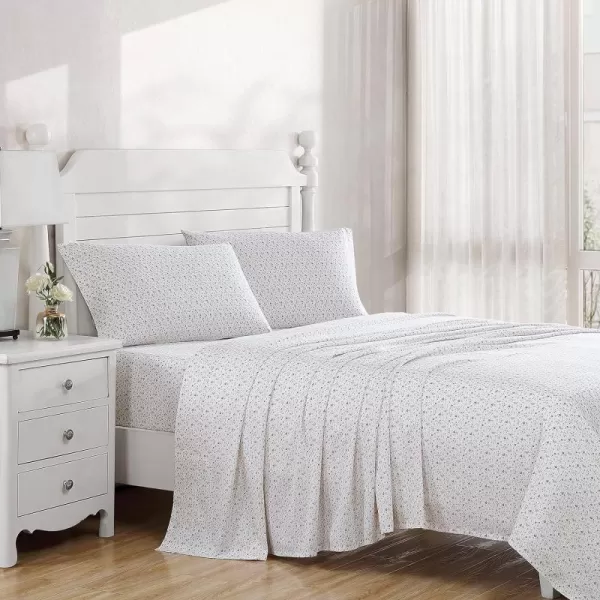 Laura Ashley Home - Full Sheets, Soft Sateen Cotton Bedding Set - Sleek, Smooth, &amp; Breathable Home Decor,Blossoming Blue