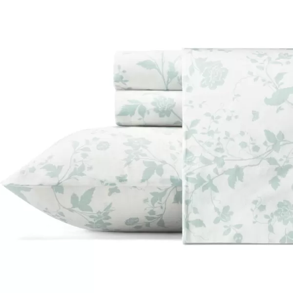 Laura Ashley Home - Full Sheets, Soft Sateen Cotton Bedding Set - Sleek, Smooth, &amp; Breathable Home Decor,Blossoming Blue