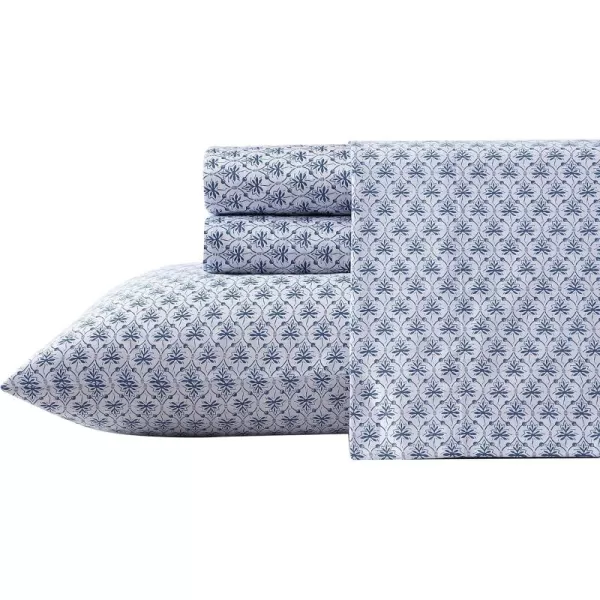 Laura Ashley Home - Full Sheets, Soft Sateen Cotton Bedding Set - Sleek, Smooth, &amp; Breathable Home Decor,Blossoming Blue