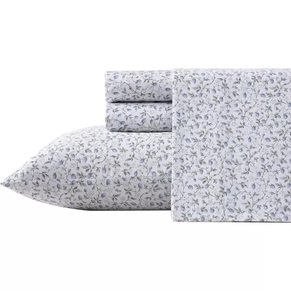 Laura Ashley Home - Full Sheets, Soft Sateen Cotton Bedding Set - Sleek, Smooth, &amp; Breathable Home Decor,Blossoming Blue