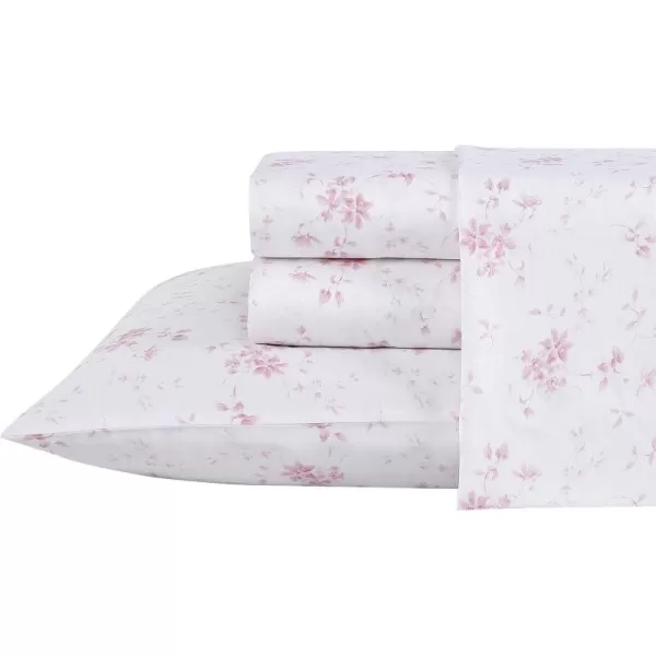 Laura Ashley Home - Full Sheets, Soft Sateen Cotton Bedding Set - Sleek, Smooth, &amp; Breathable Home Decor,Blossoming Blue