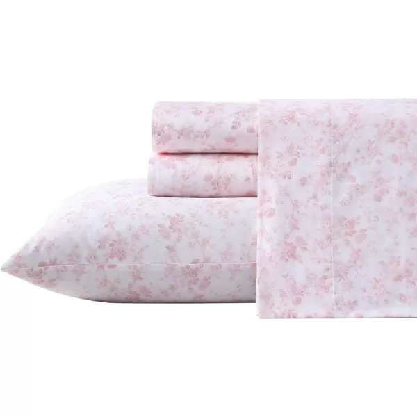 Laura Ashley Home - Full Sheets, Soft Sateen Cotton Bedding Set - Sleek, Smooth, &amp; Breathable Home Decor,Blossoming Blue