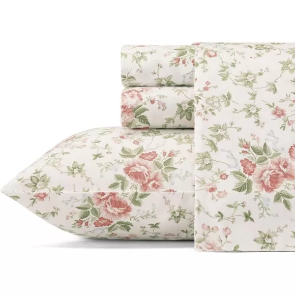 Laura Ashley Home - Full Sheets, Soft Sateen Cotton Bedding Set - Sleek, Smooth, &amp; Breathable Home Decor,Blossoming Blue