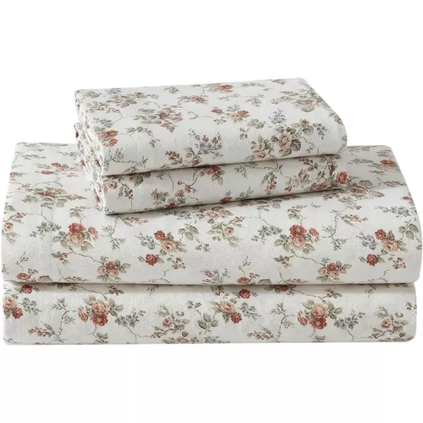Laura Ashley Home - Queen Sheets, Cotton Flannel Bedding Set, Brushed for Extra Softness &amp; Comfort 
