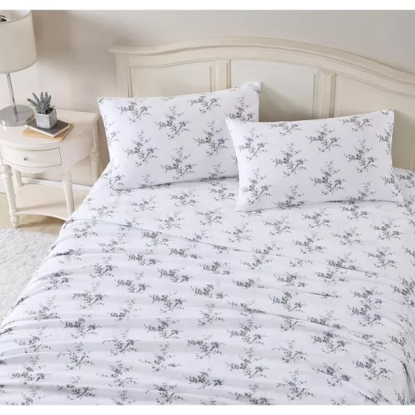 Laura Ashley Home - Queen Sheets, Cotton Flannel Bedding Set, Brushed for Extra Softness &amp; Comfort 