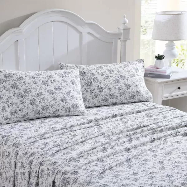 Laura Ashley Home - Queen Sheets, Cotton Flannel Bedding Set, Brushed for Extra Softness &amp; Comfort 