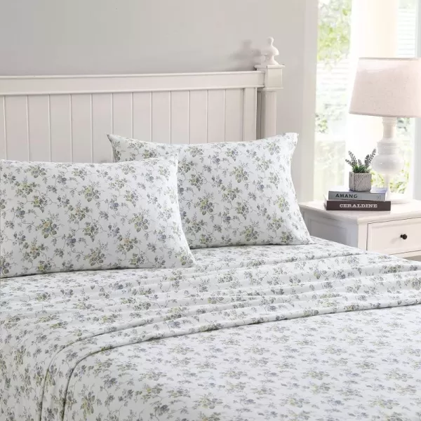 Laura Ashley Home - Queen Sheets, Cotton Flannel Bedding Set, Brushed for Extra Softness &amp; Comfort 