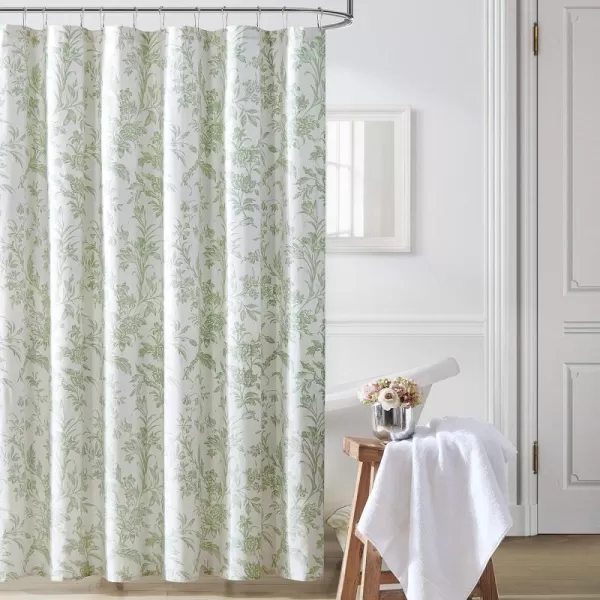 Laura Ashley Home - Shower Curtain, Stylish Cotton Bathroom Decor, Elegant Floral Home Decor 