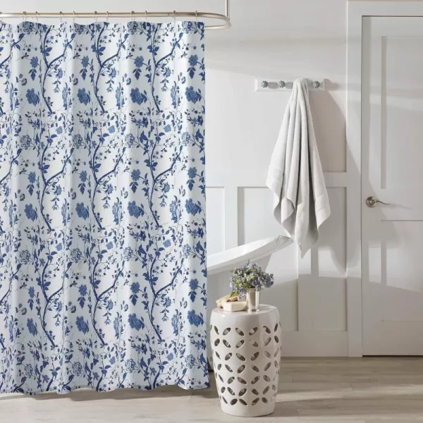 Laura Ashley Home - Shower Curtain, Stylish Cotton Bathroom Decor, Elegant Floral Home Decor 