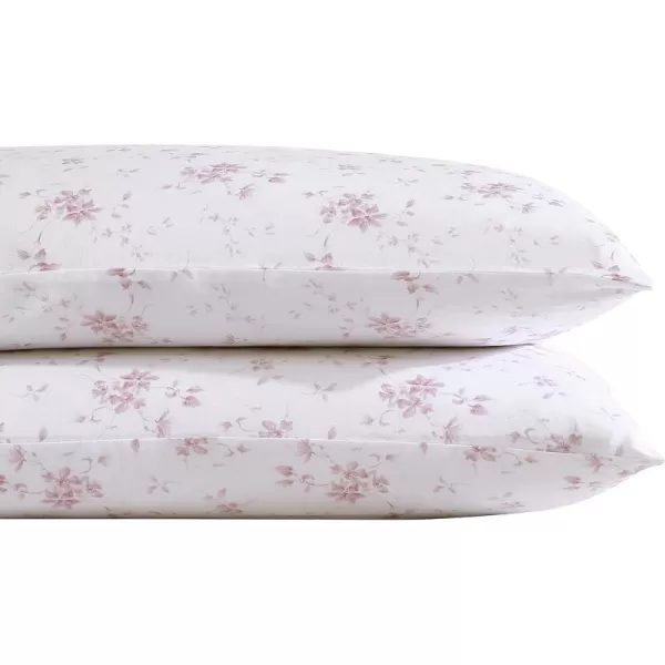 Laura Ashley Home - Standard Pillowcase Set, Cotton Sateen Bedding, Smooth &amp; Wrinkle-Resistant 