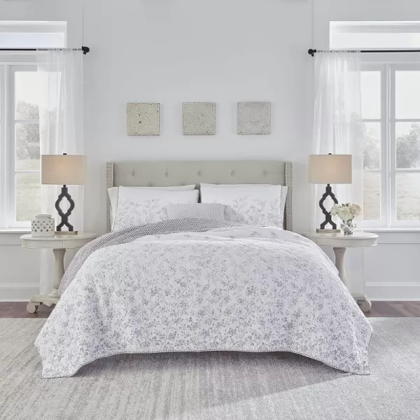 Laura Ashley Home - Twin Quilt Set, Reversible Cotton Bedding with Matching Sham, Pre-Washed Home Decor for Added Softness 
