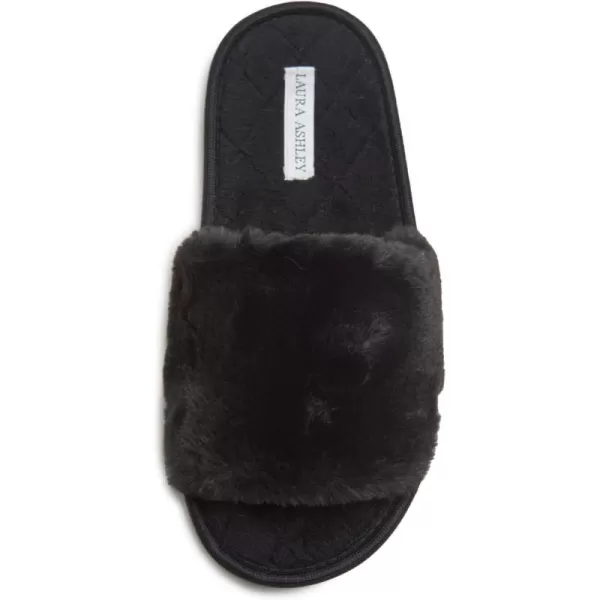 Laura Ashley Ladies Open Toe Plush Terry Slipper