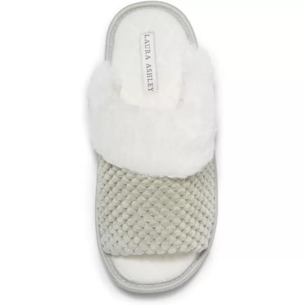 Laura Ashley Ladies Plush Spa Slide Slipper, Open Toe Slippers for Women