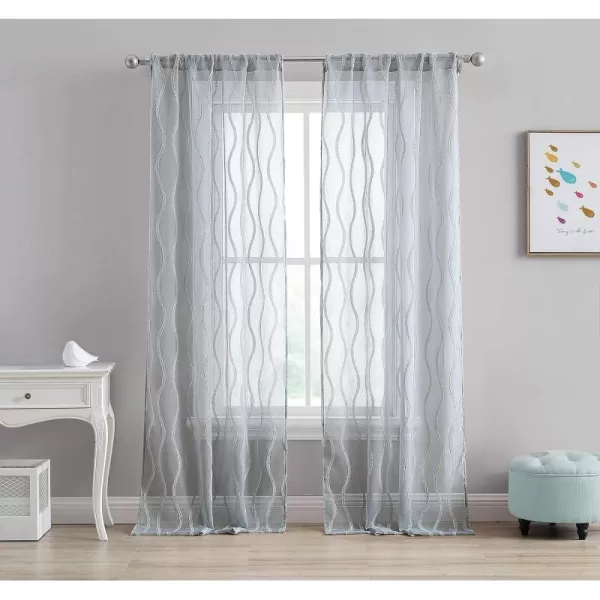 Laura Ashley Lattice Sheer Curtains with Rod Pocket, Each Panel Measures 38" W x 84" L, White, 2 Panels