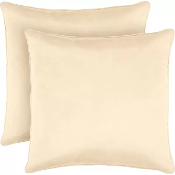 Laura Ashley Lucas Solid Shinny Velvet Dec. Pillow Set, 20 in. x 20 in, Ivory 2 Count
