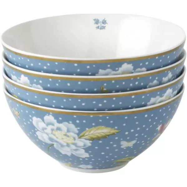 Laura Ashley Mixed Designs 6" Bowl Giftbox, Set of 4 - Porcelain Soup/Cereal Dish - Dishwasher Safe Bowls - Heritage Collectables