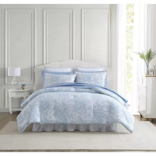 Laura Ashley- Queen Comforter Set, Cotton Reversible Bedding Set with Matching Sham, Farmhouse Home Décor 
