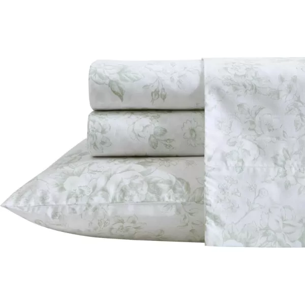 Laura Ashley - Queen Sheets, Cotton Percale Bedding Set, Lightweight &amp; Breathable Home Decor 
