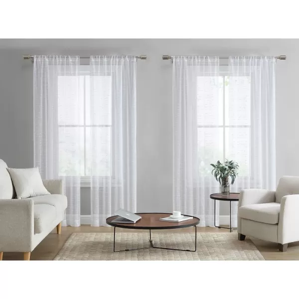 Laura Ashley Richmond 4 Panel Sheer Curtains with Rod Pocket, Each Panel Measures 38" W x 84" L, White