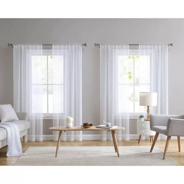 Laura Ashley Richmond 4 Panel Sheer Curtains with Rod Pocket, Each Panel Measures 38" W x 84" L, White