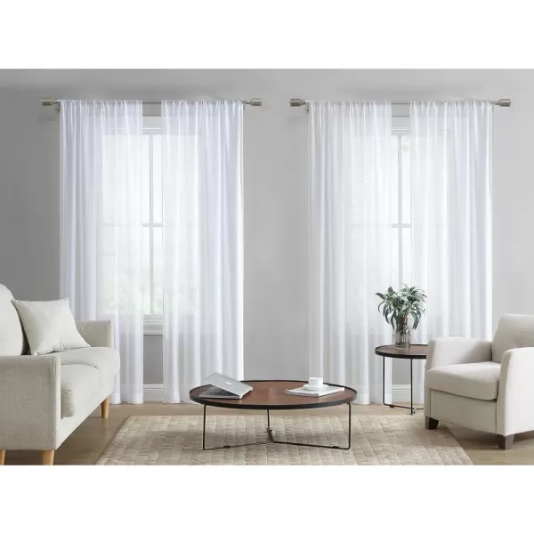 Laura Ashley Richmond 4 Panel Sheer Curtains with Rod Pocket, Each Panel Measures 38" W x 84" L, White