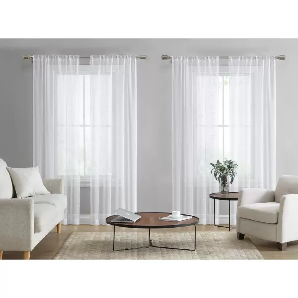 Laura Ashley Richmond 4 Panel Sheer Curtains with Rod Pocket, Each Panel Measures 38" W x 84" L, White