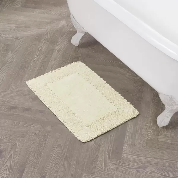 Laura Ashley Ruffle Cotton 2-Piece Bath Rug Set, Ivory