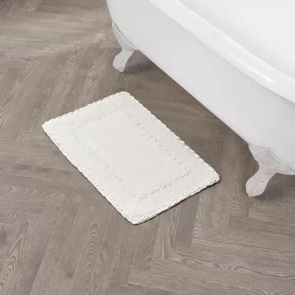 Laura Ashley Ruffle Cotton 2-Piece Bath Rug Set, Ivory