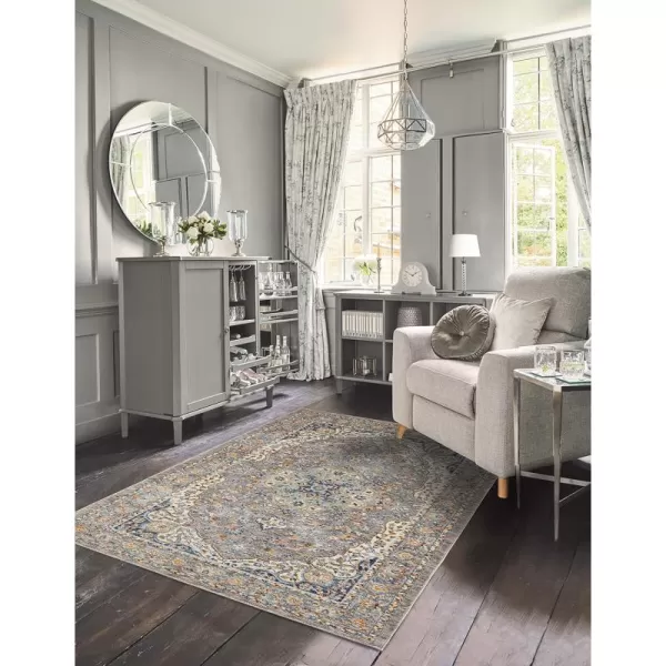 Laura Ashley Turkish Mystic Chenille Accent Rug - Reign| Modern Home Décor | Measures 26.5"X45" | Grey and Gold