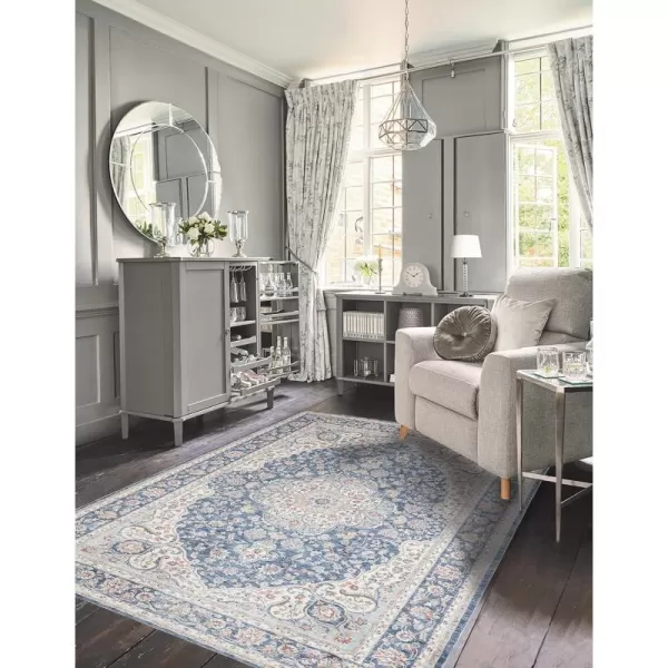 Laura Ashley Turkish Mystic Chenille Accent Rug - Valeri | Modern Home Décor | Measures 26.5"X45" | Navy and Cream