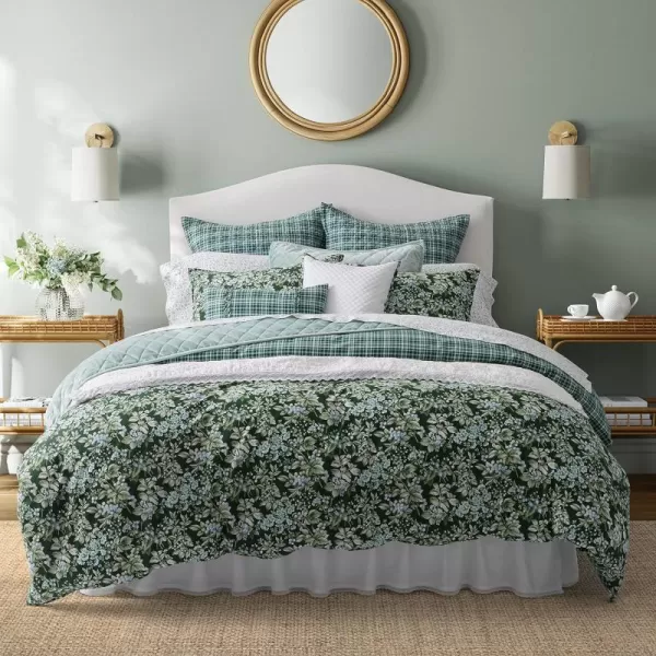 Laura Ashley- Twin Duvet Cover Set, Reversible Cotton Bedding Set, Includes Matching Sham with Bonus Euro Sham &amp; Throw Pillow Covers 