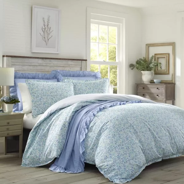 Laura Ashley - Twin Duvet Cover Set, Reversible Cotton Bedding with Matching Sham, Lightweight Cotton Bedding for All Seasons 