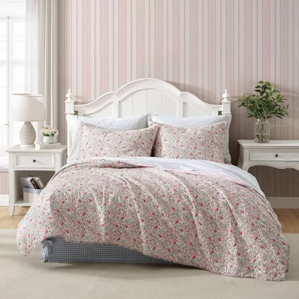 Laura Ashley- Twin Quilt, Cotton Reversible Bedding, All Season Cottage Home Décor 