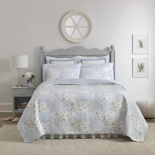 Laura Ashley - Twin Quilt Set, Cotton Reversible Bedding with Matching Sham, Bedroom Decor Ideal for All Seasons 