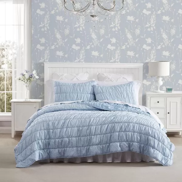 Laura Ashley- Twin Quilt Set, Reversible Bedding Set with Matching Sham, Lightweight Home Decor for All Seasons 