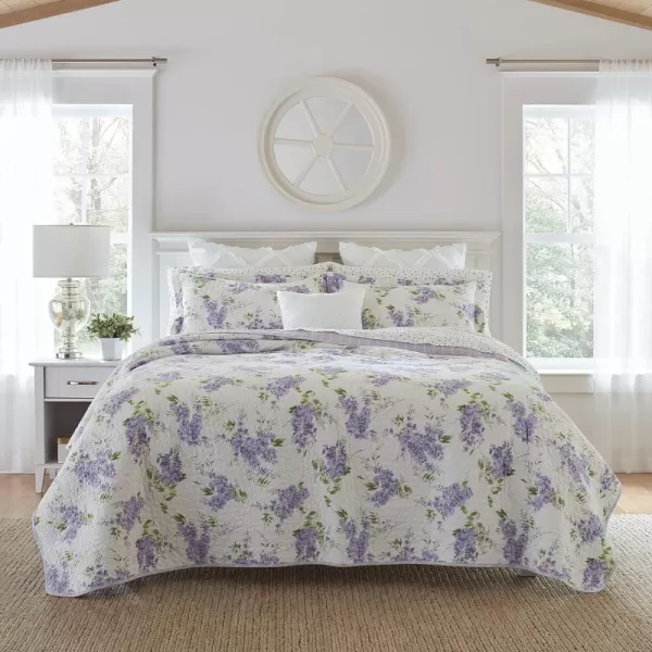 Laura Ashley - Twin Quilt Set, Reversible Cotton Bedding with Matching Sham, Lightweight Decor for All Seasons 