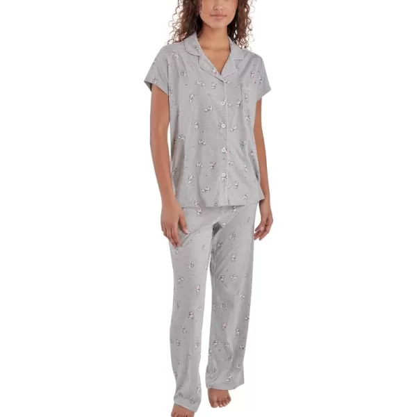Laura Ashley Women's Pajamas 2 Piece Cotton Blend Notch Collar Button Down PJ Set