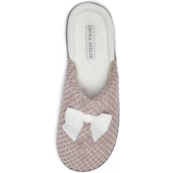 Laura Ashley Womens Rugged Memory Foam Terry Cloth Spa Slippers, Soft Non Slip Rubber Bottom Closed Toe House Slider Slipper