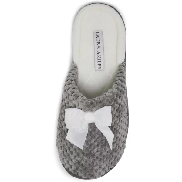 Laura Ashley Womens Rugged Memory Foam Terry Cloth Spa Slippers, Soft Non Slip Rubber Bottom Closed Toe House Slider Slipper