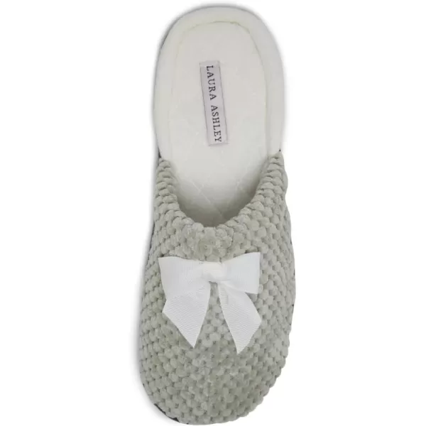 Laura Ashley Womens Rugged Memory Foam Terry Cloth Spa Slippers, Soft Non Slip Rubber Bottom Closed Toe House Slider Slipper