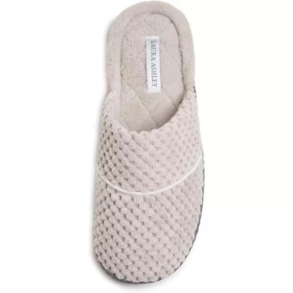 Laura Ashley Womens Rugged Memory Foam Terry Cloth Spa Slippers, Soft Non Slip Rubber Bottom Closed Toe House Slider Slipper