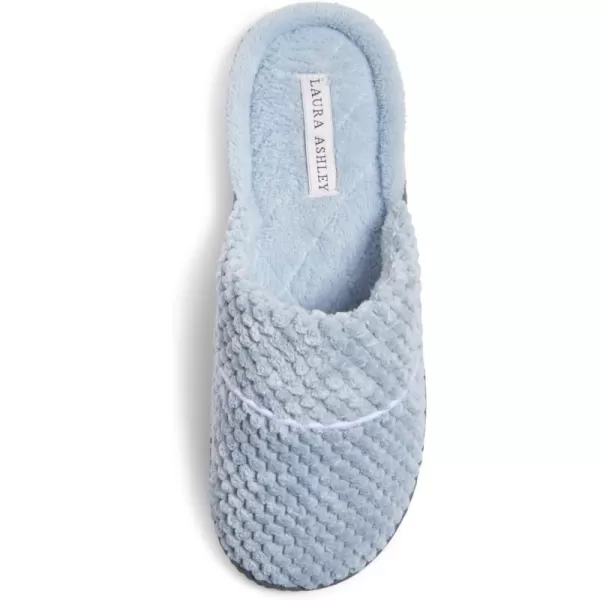 Laura Ashley Womens Rugged Memory Foam Terry Cloth Spa Slippers, Soft Non Slip Rubber Bottom Closed Toe House Slider Slipper