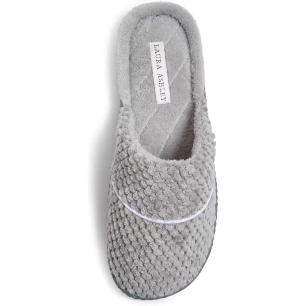 Laura Ashley Womens Rugged Memory Foam Terry Cloth Spa Slippers, Soft Non Slip Rubber Bottom Closed Toe House Slider Slipper
