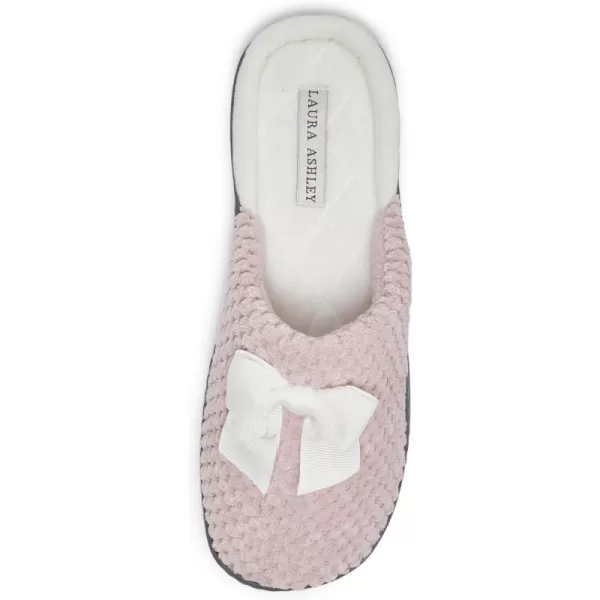Laura Ashley Womens Rugged Memory Foam Terry Cloth Spa Slippers, Soft Non Slip Rubber Bottom Closed Toe House Slider Slipper