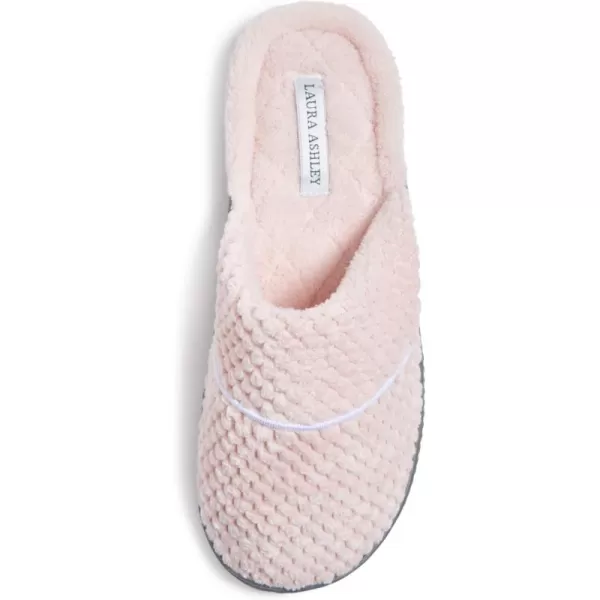 Laura Ashley Womens Rugged Memory Foam Terry Cloth Spa Slippers, Soft Non Slip Rubber Bottom Closed Toe House Slider Slipper
