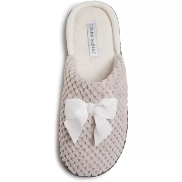 Laura Ashley Womens Rugged Memory Foam Terry Cloth Spa Slippers, Soft Non Slip Rubber Bottom Closed Toe House Slider Slipper