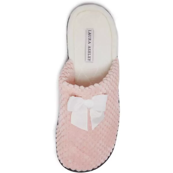 Laura Ashley Womens Rugged Memory Foam Terry Cloth Spa Slippers, Soft Non Slip Rubber Bottom Closed Toe House Slider Slipper