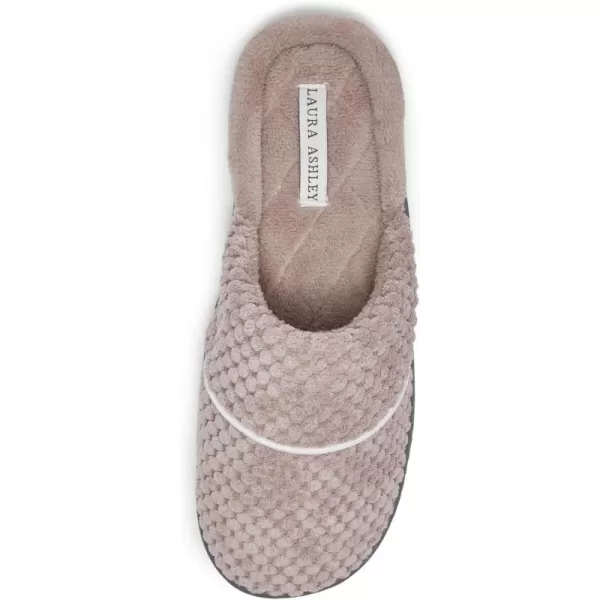 Laura Ashley Womens Rugged Memory Foam Terry Cloth Spa Slippers, Soft Non Slip Rubber Bottom Closed Toe House Slider Slipper